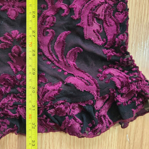 Lait Collection Women Floral Burn-Out Velvet Mini Dress M Puff Sleeve Whimsigoth - Picture 12 of 12